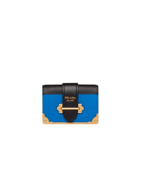 Sea Blue/black Leather Prada Cahier Bag 